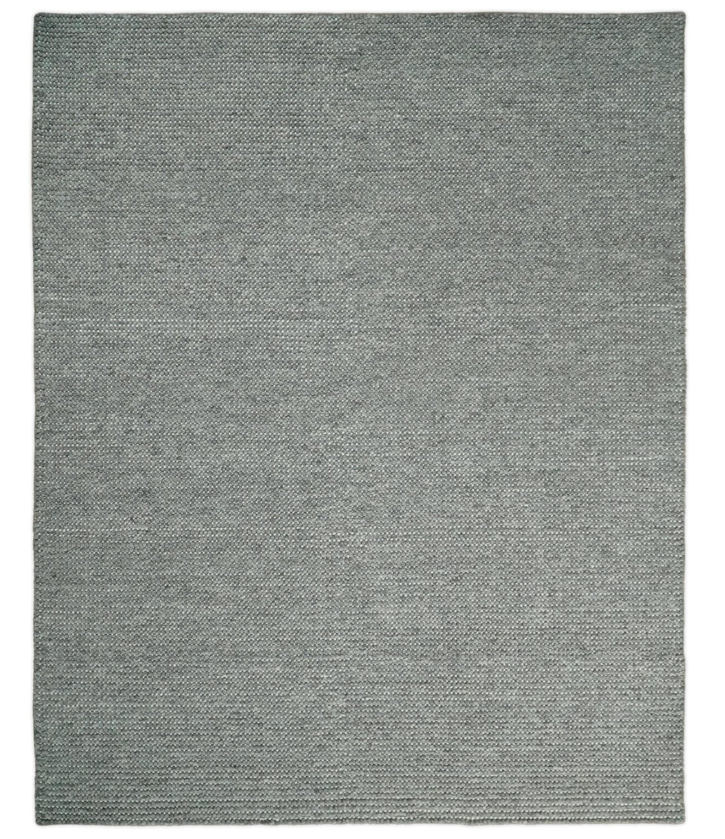 5x8 and 8x10 Solid Gray Chunky Handwoven Wool Area Rug, Layering Rug | TRD2381