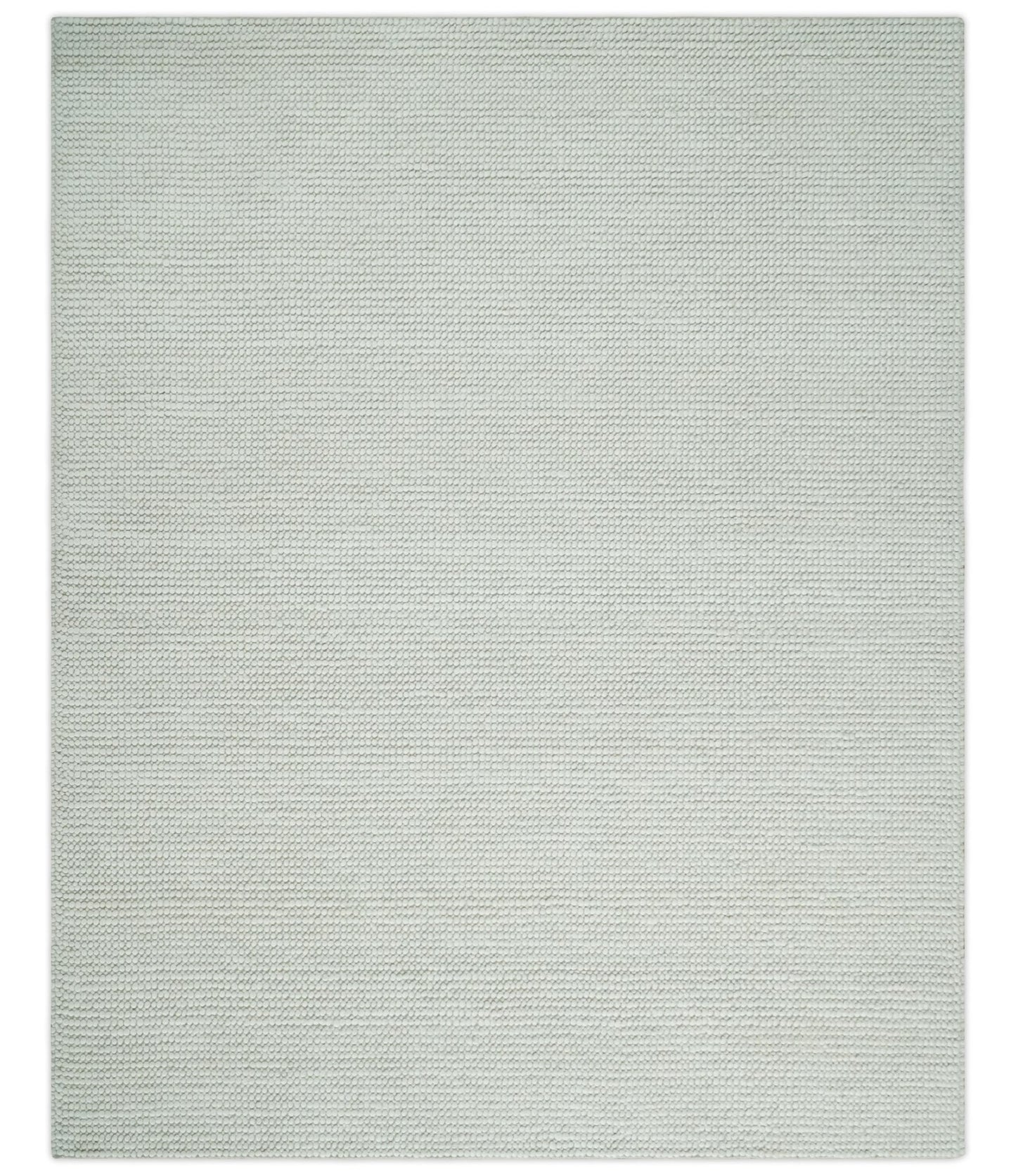 5x8 and 8x10 Solid Ivory Chunky Handwoven Wool Area Rug, Layering Rug | TRD2380