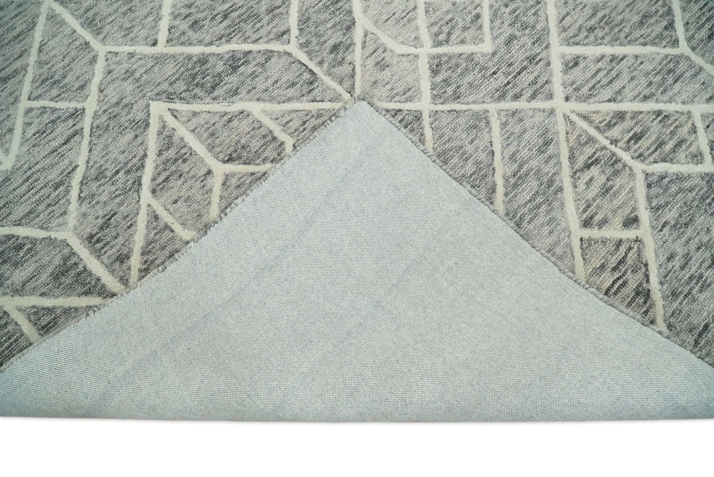 2.6x8, 6x6, 5x8, 6x9 and 8x11 Brown and Beige Hand Tufted Modern Geometric Wool Area Rug | TRD6373B