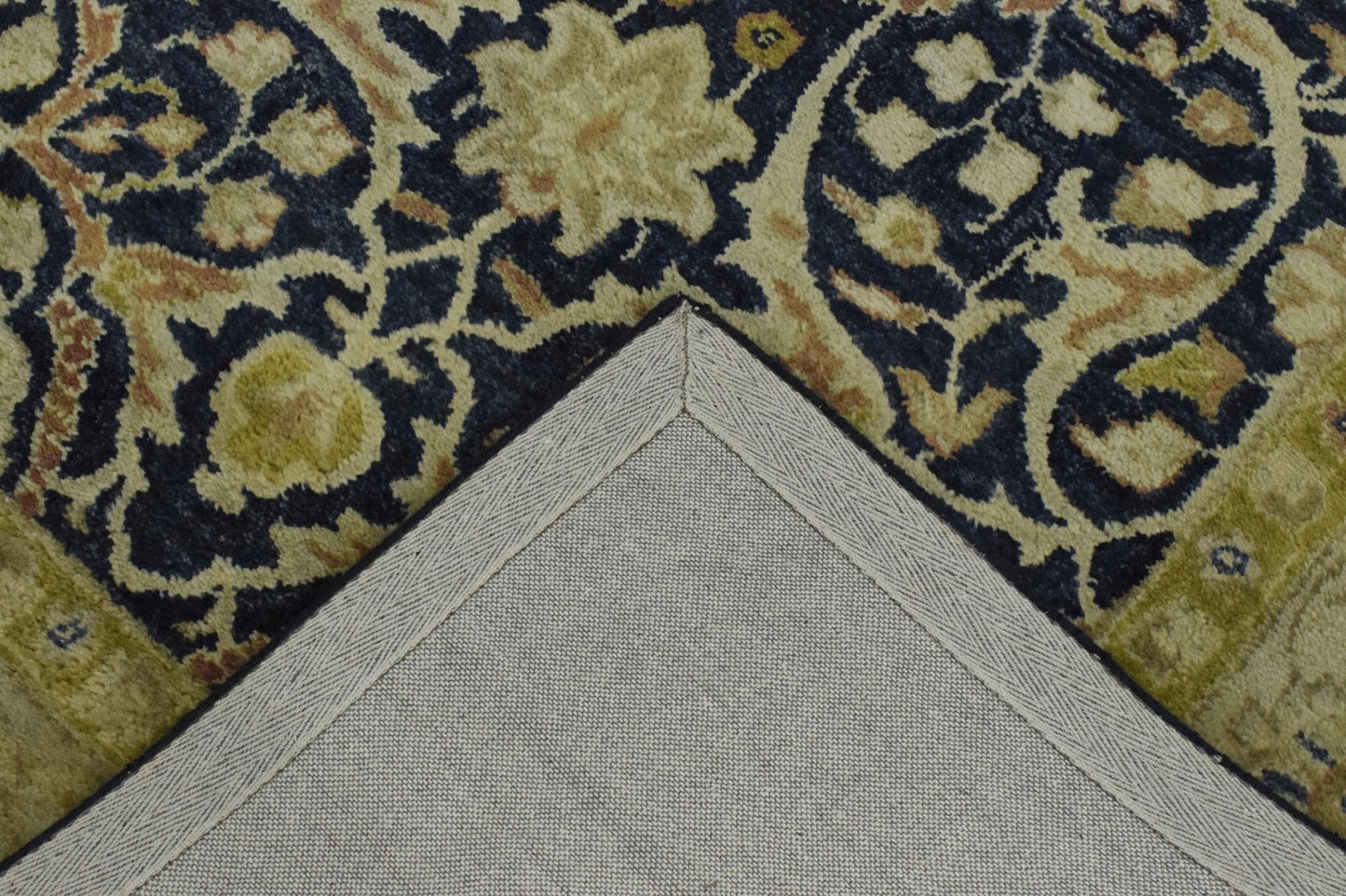 5x8 Blue and Camel Wool Area Rug | Handmade Area rug made with fine wool