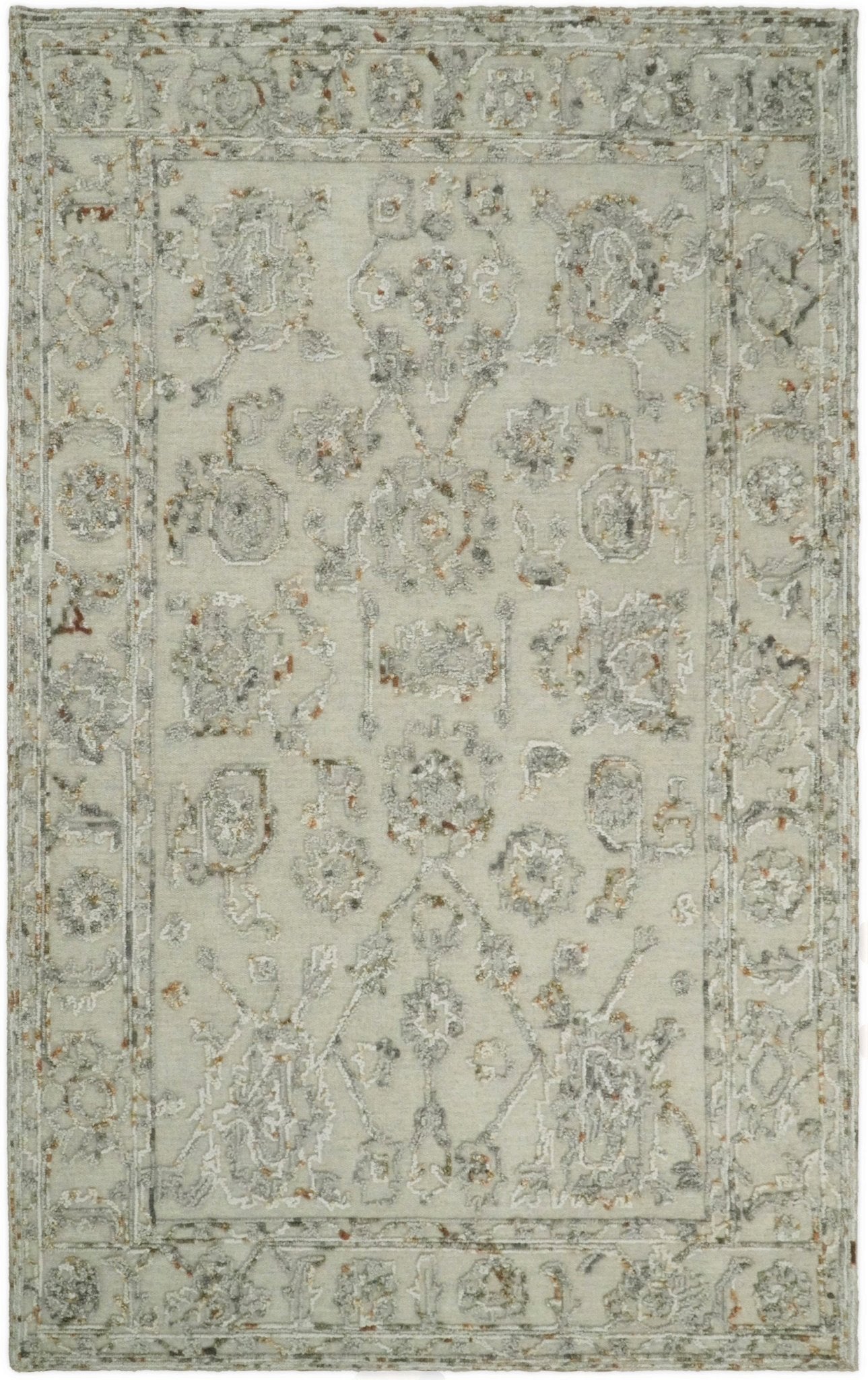 5x8 Hand Hooked Beige and Silver Wool Textured Loop Area Rug | GAR2