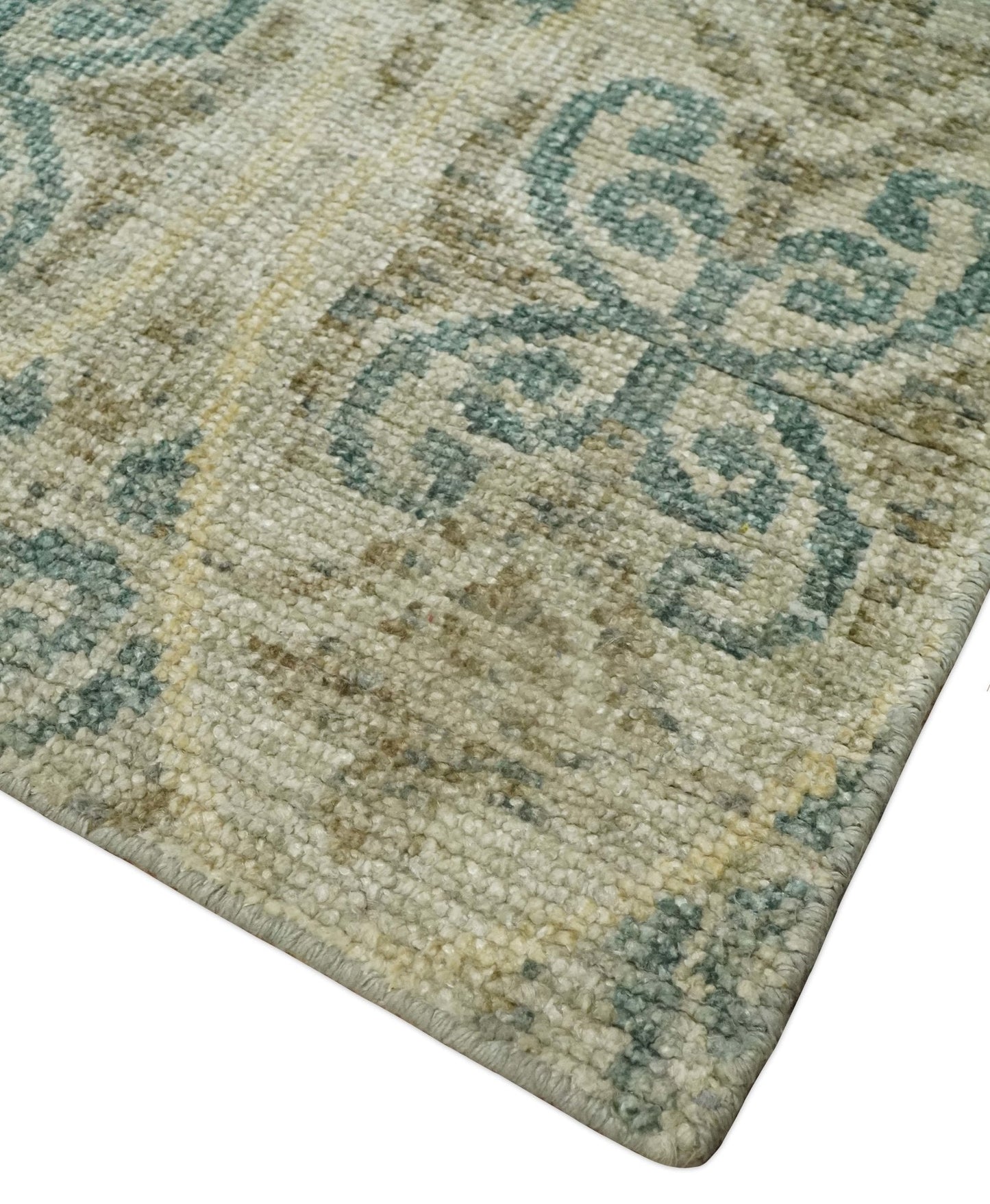 5x8 Hand Knotted Beige, Blue and Camel Modern Persian Style Contemporary Bamboo Silk Area Rug | OP71