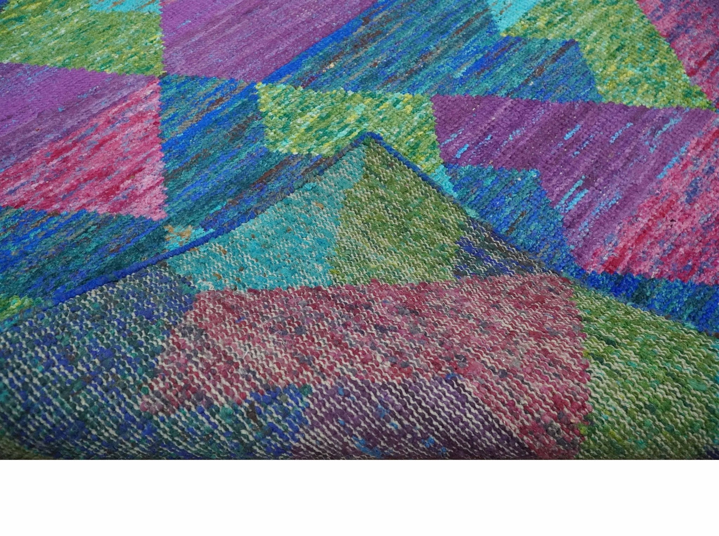 5x8 Hand Knotted Multicolor Modern Geometric Contemporary Recycled Silk Area Rug | OP78