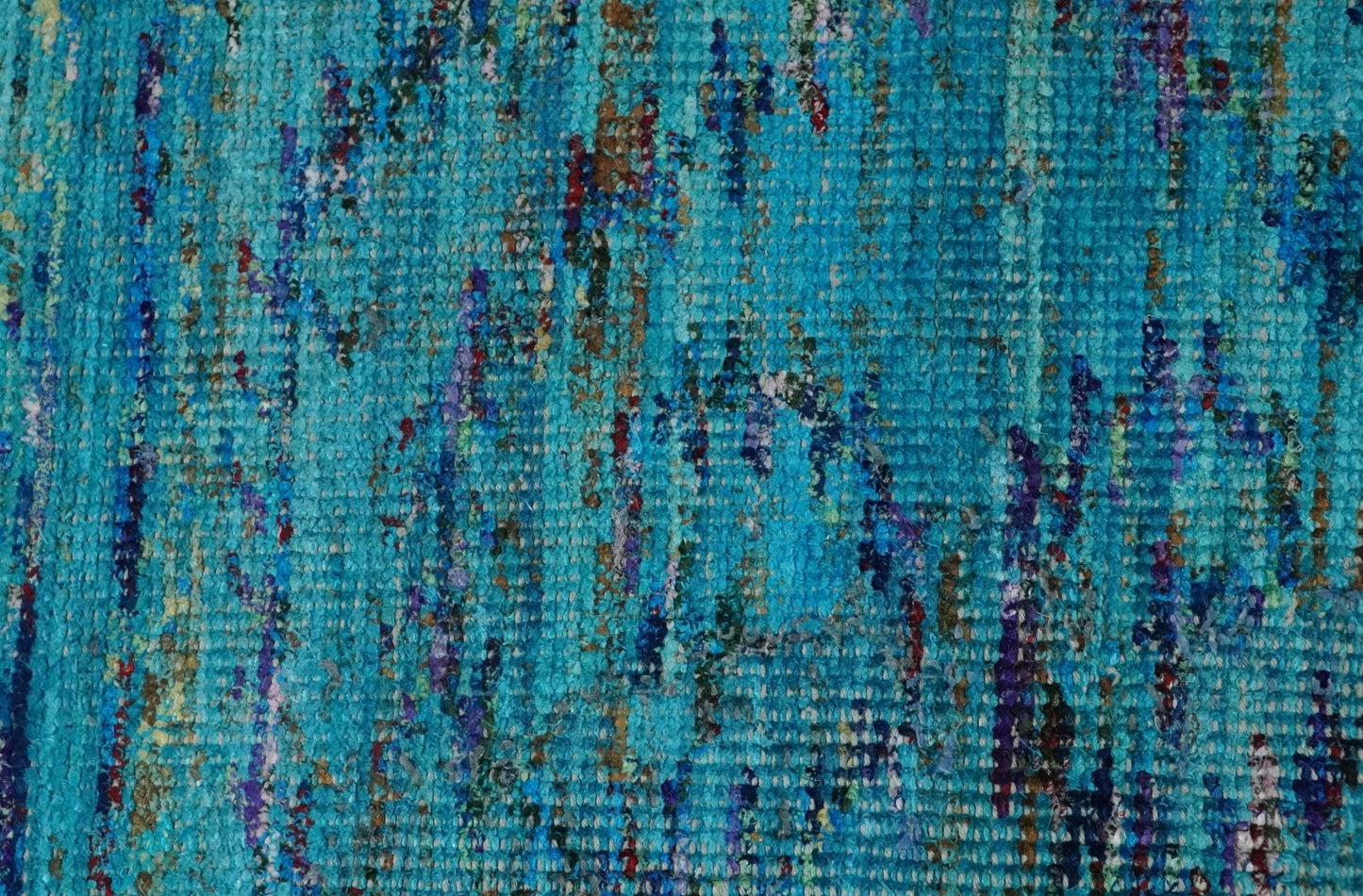 5x8 Hand Knotted Teal Blue and Violet Modern Contemporary Southwestern Tribal Trellis Recycled Silk Area Rug | OP112