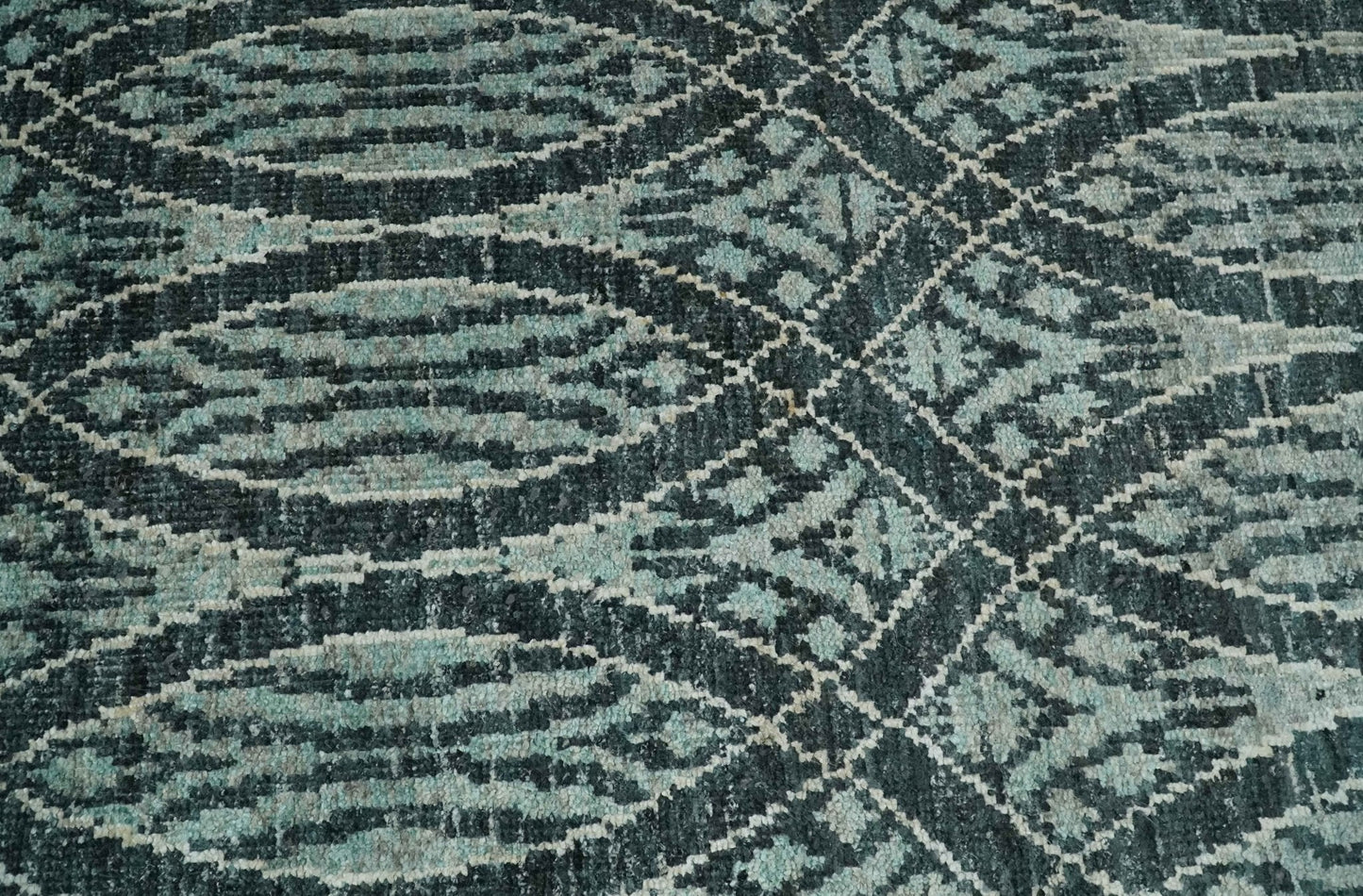 5x8 Hand Knotted Teal, Ivory and Blue Modern Style Contemporary Recycled Silk Area Rug | OP109