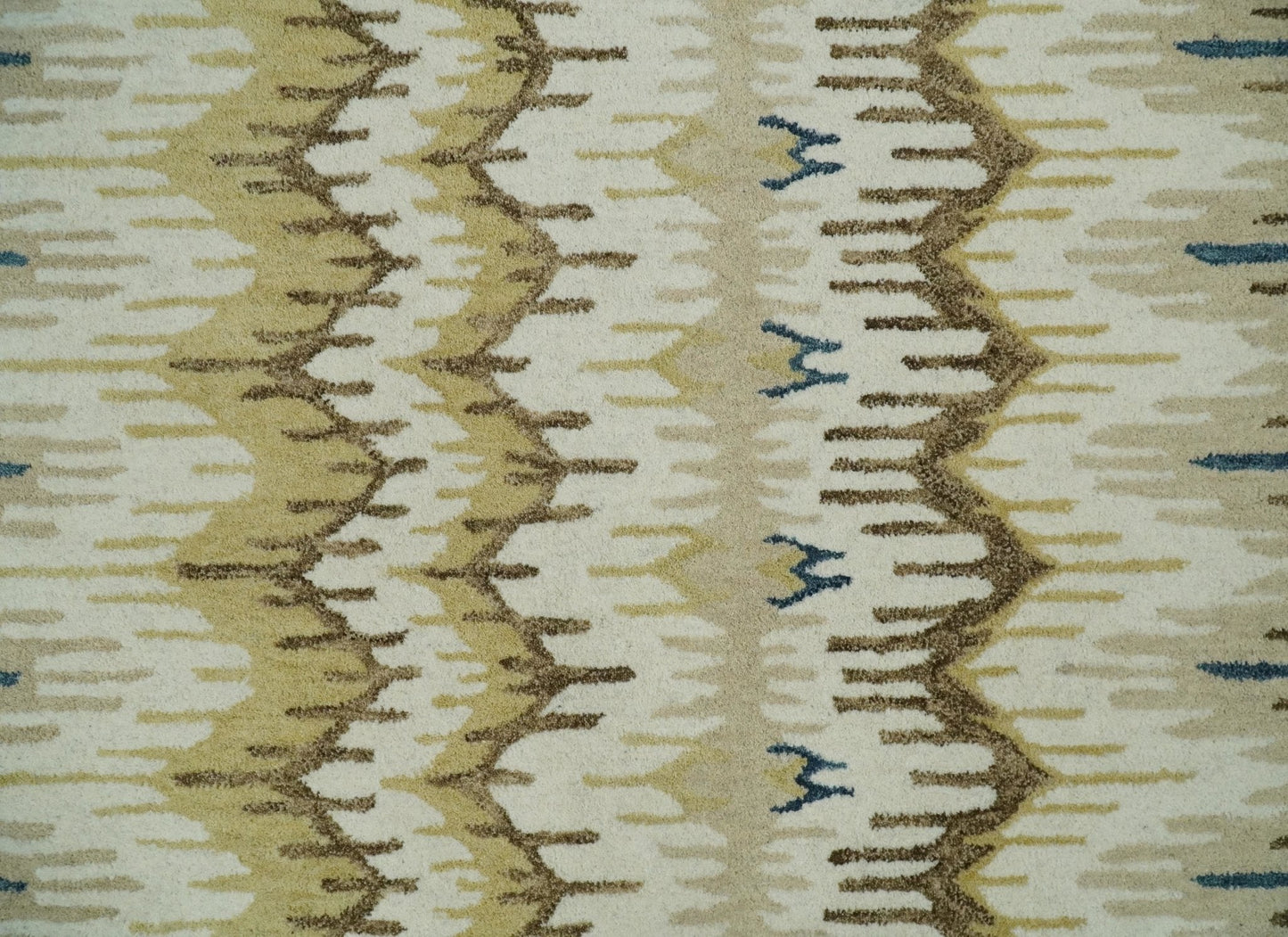 5x8 Hand Tufted Blue and Beige Modern Ikat Wool Area Rug | TRDMA37