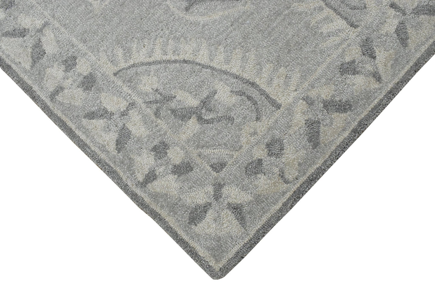 5x8 Silver and Gray Wool Area Rug | Handmade Area rug made with fine wool