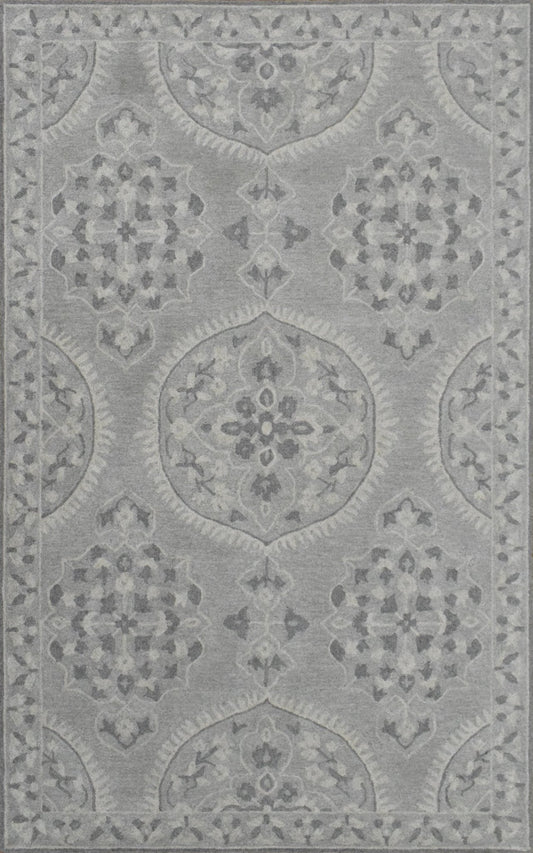 5x8 Silver and Gray Wool Area Rug | Handmade Area rug made with fine wool