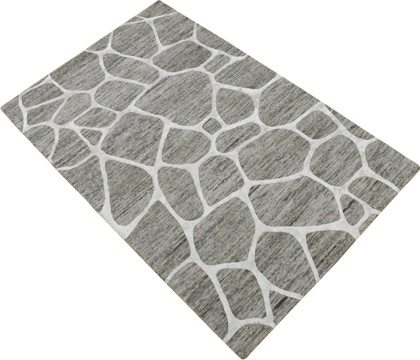 5x8 Handmade Geometrical Design Wool and Viscose Area Rug