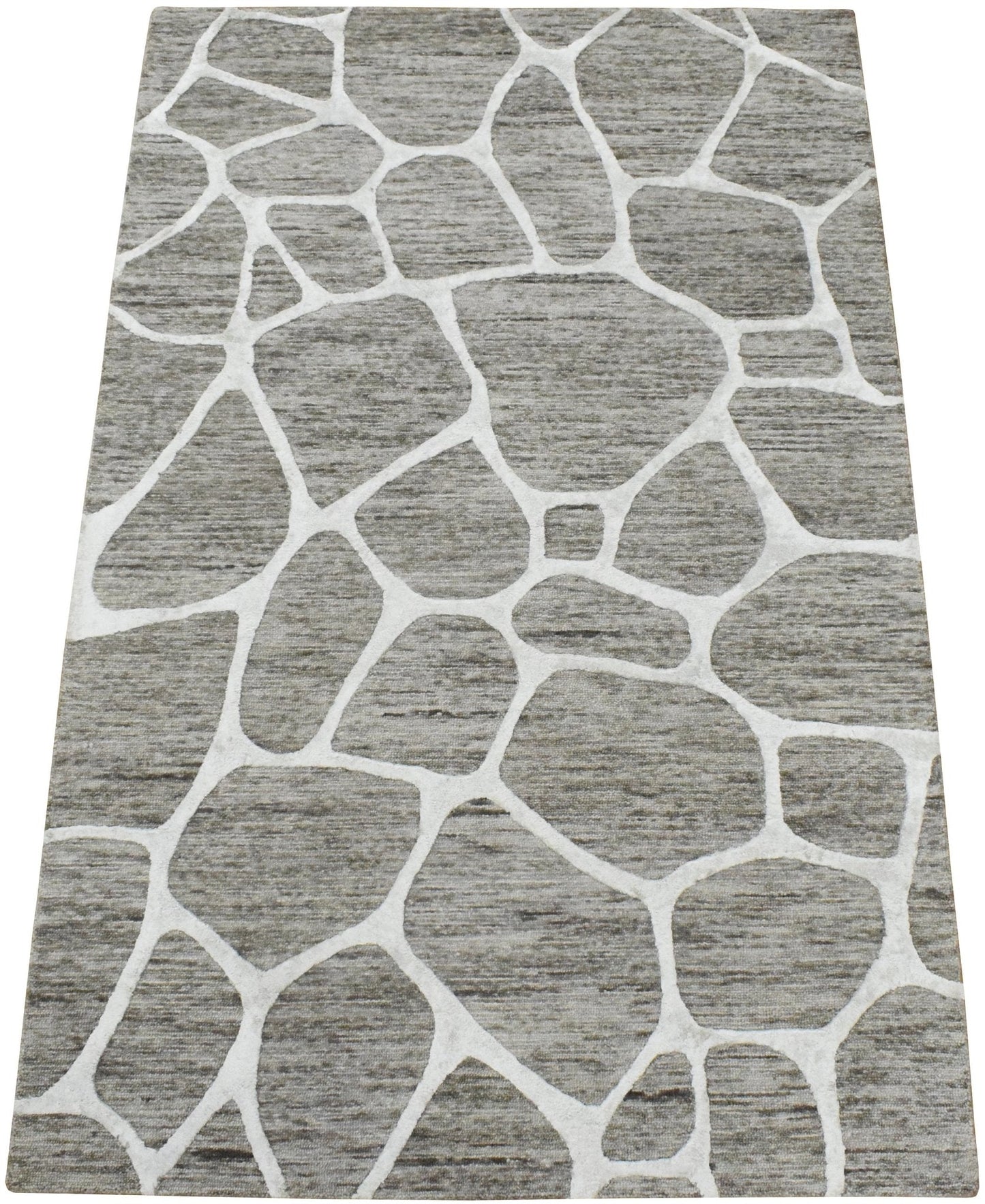 5x8 Handmade Geometrical Design Wool and Viscose Area Rug