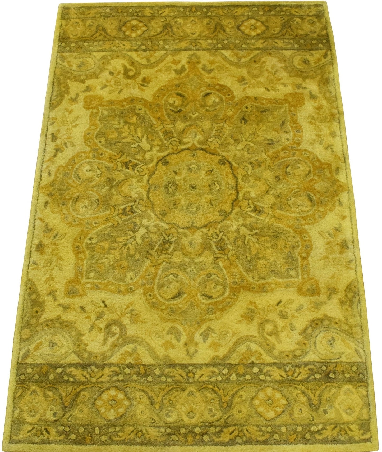 5x8 Gold Handmade Overdyed Wool Area Rug