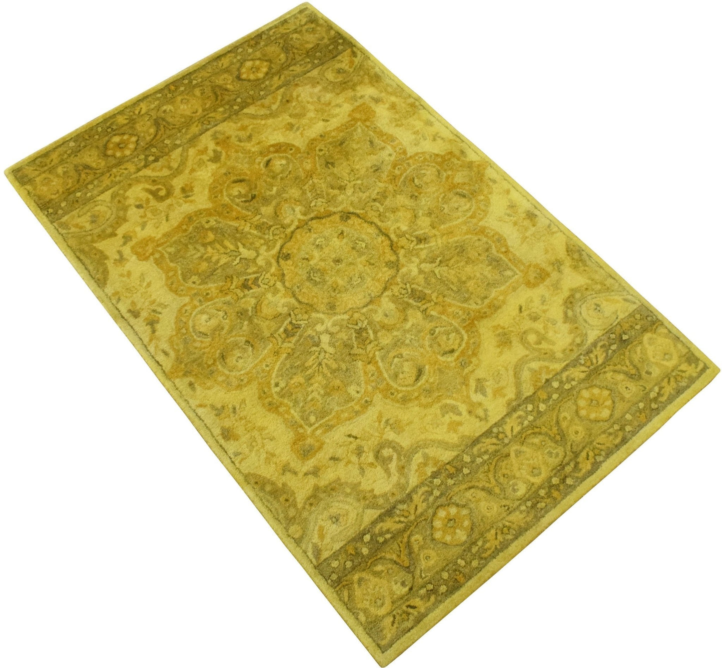 5x8 Gold Handmade Overdyed Wool Area Rug