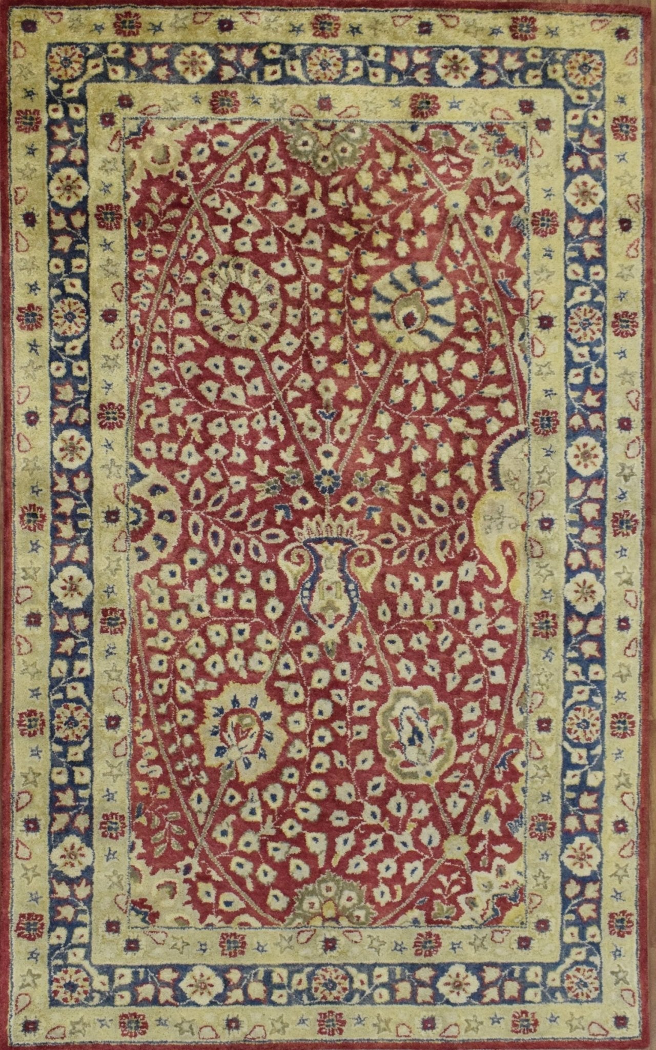 5x8 Red and Gold Handmade Classic Vintage Design Wool Area Rug