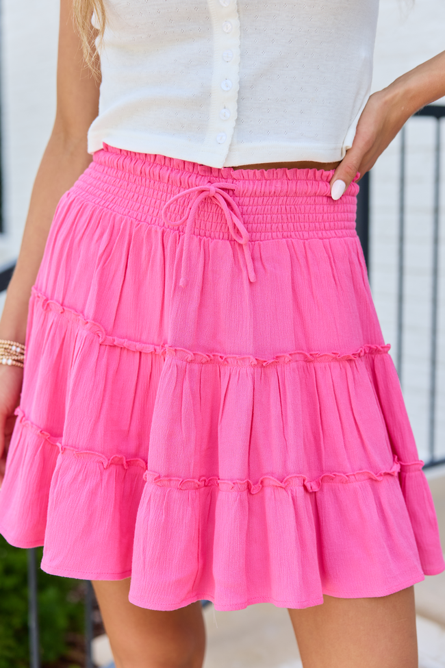 Through The Garden Longer Length Pink Mini Skort