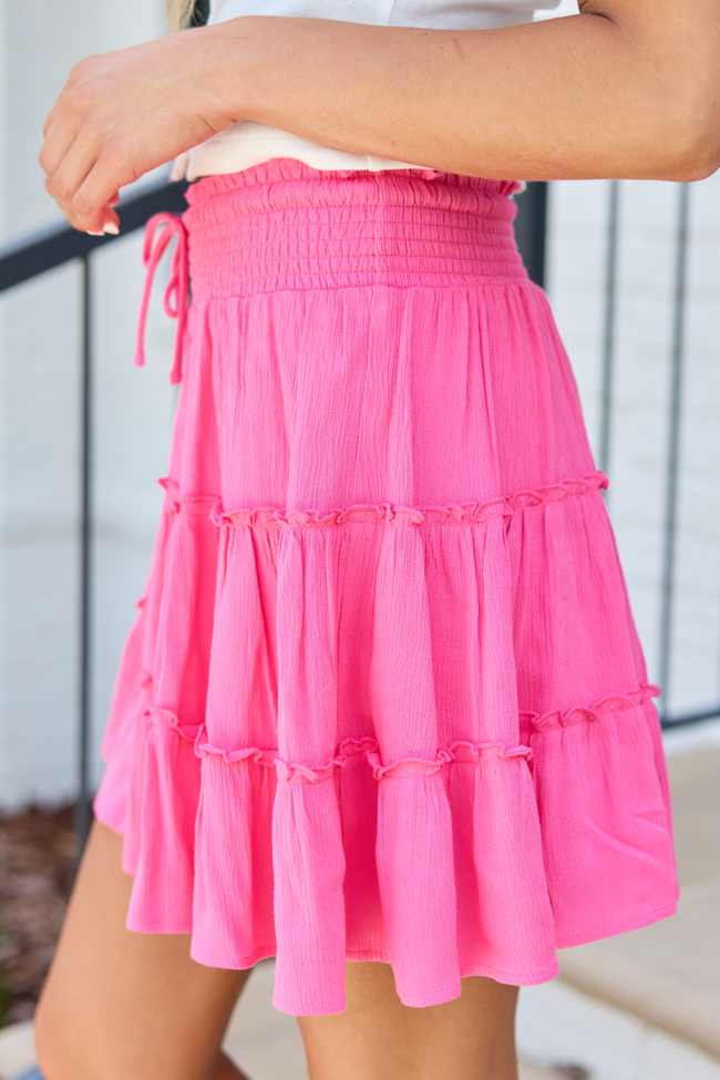 Through The Garden Longer Length Pink Mini Skort