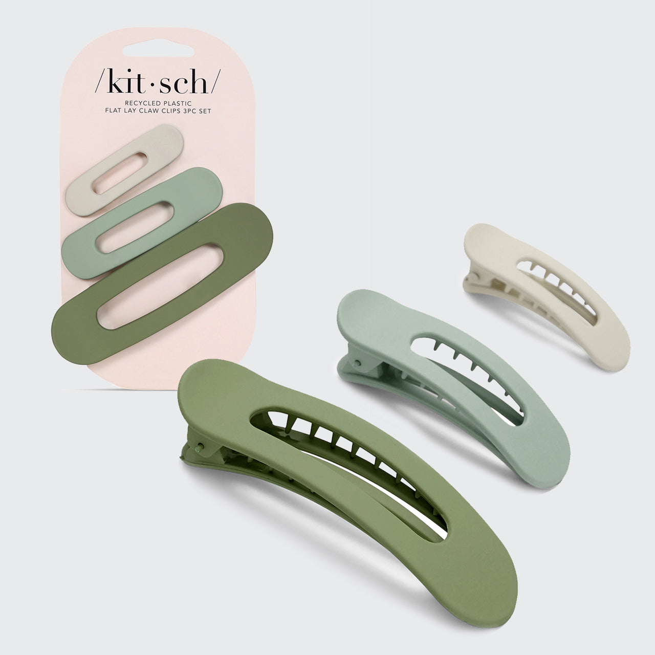 Matte Flat Lay Claw Clip Flat 3pc - Eucalyptus