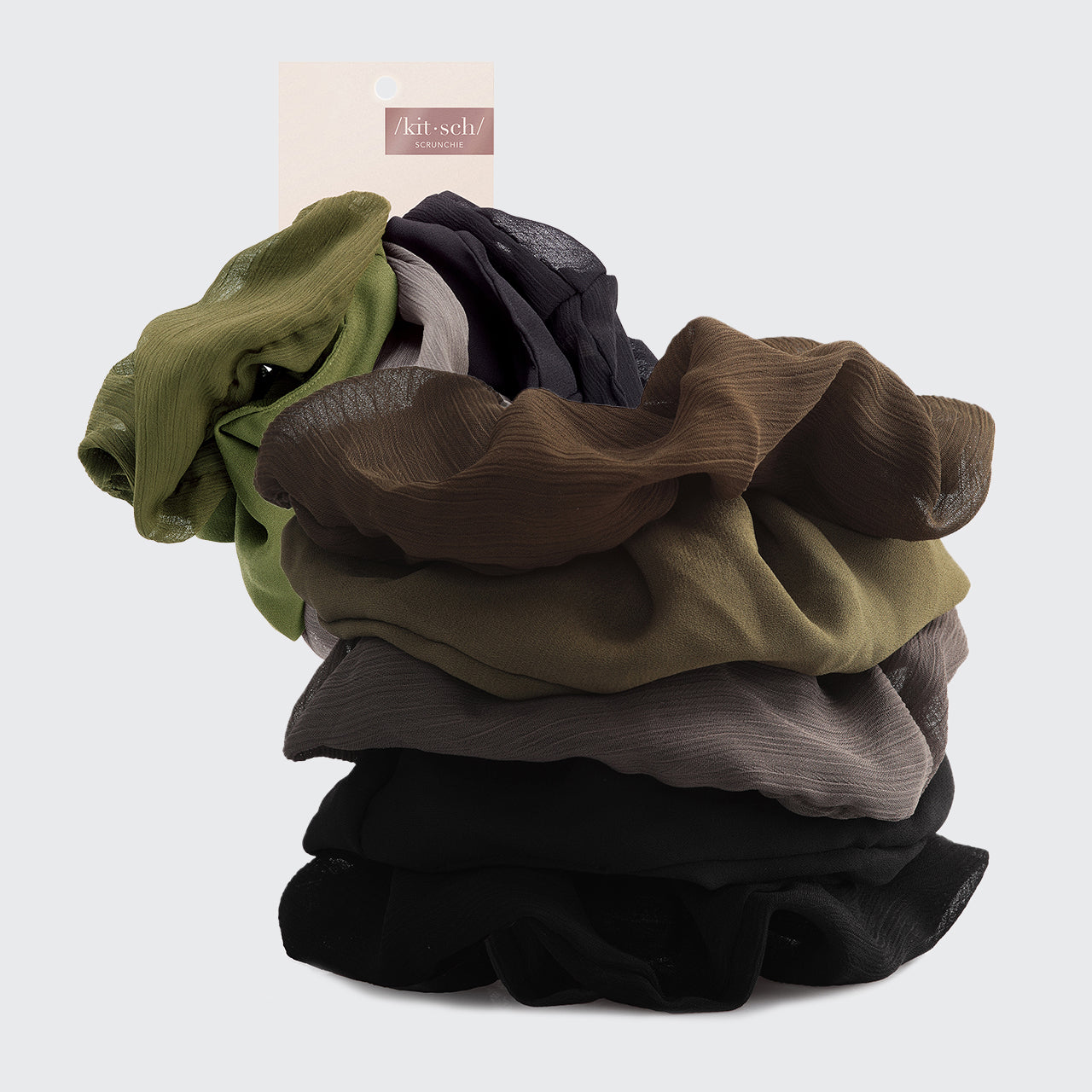 Crepe Scrunchie 5pc - Moss