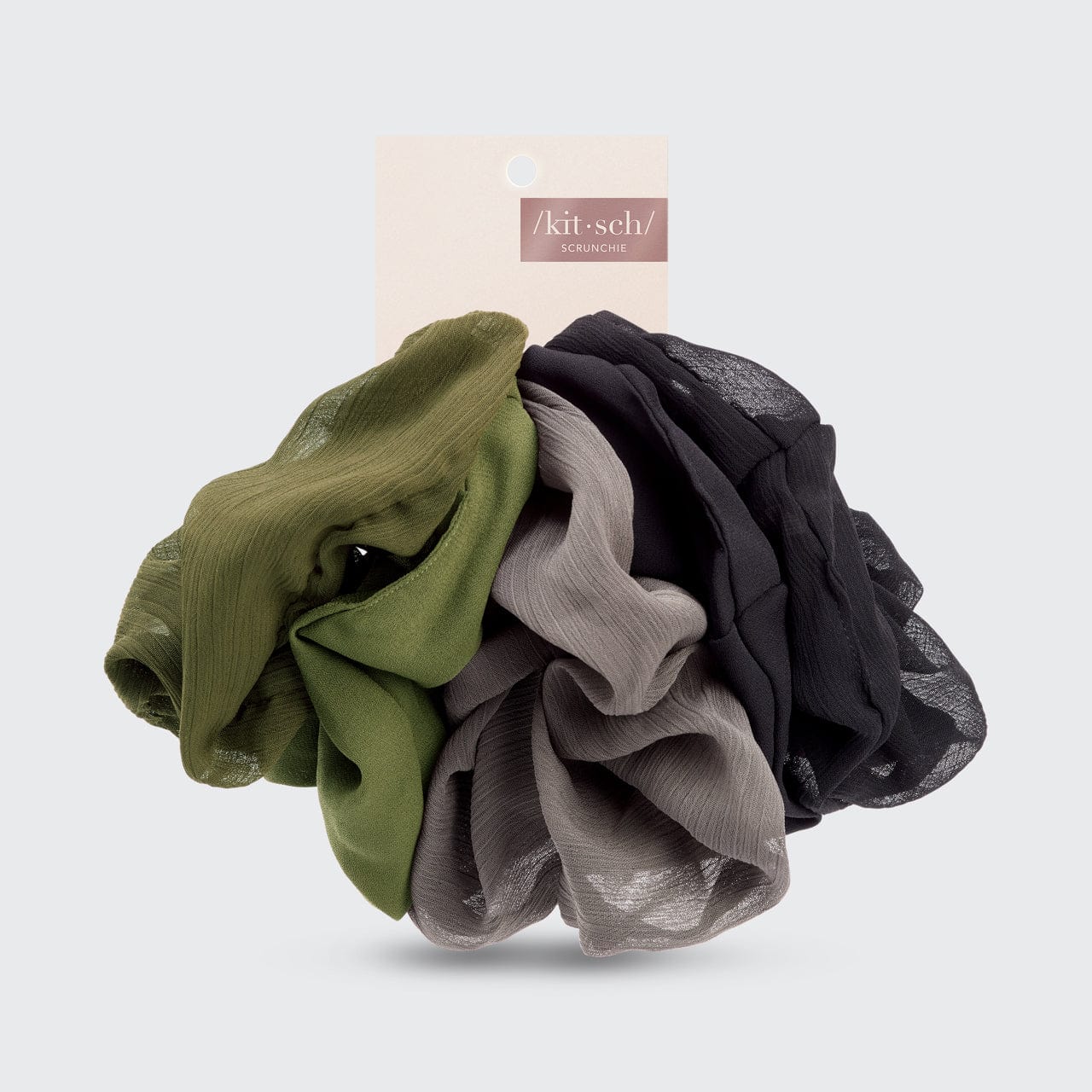 Crepe Scrunchie 5pc - Moss