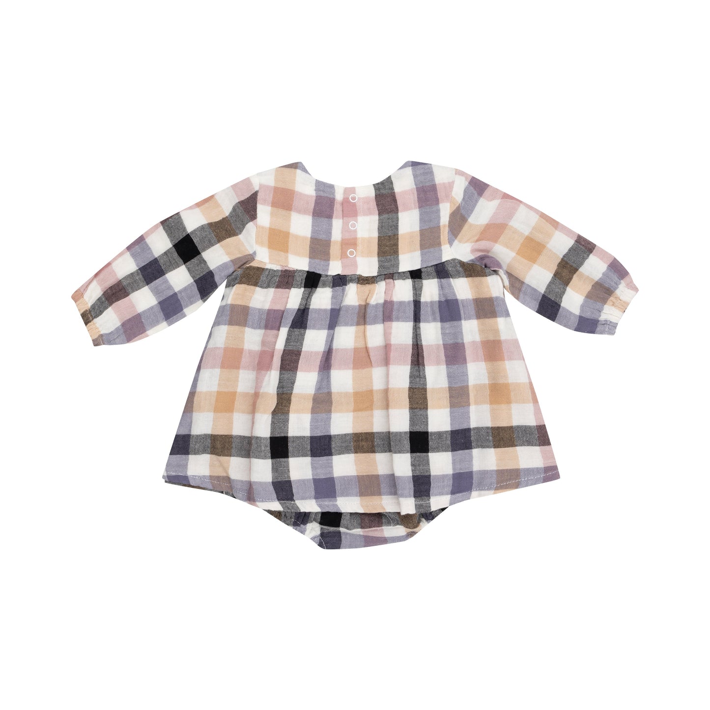 L/S Smocked Ruffle Bubble W/ Skirt - Harvest Plaid