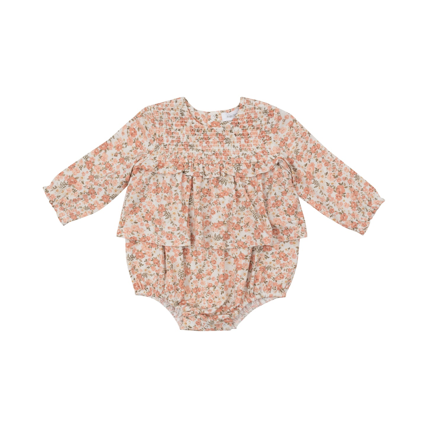 L/S Smocked Ruffle Bubble W/ Skirt - Sweet Rose Calico