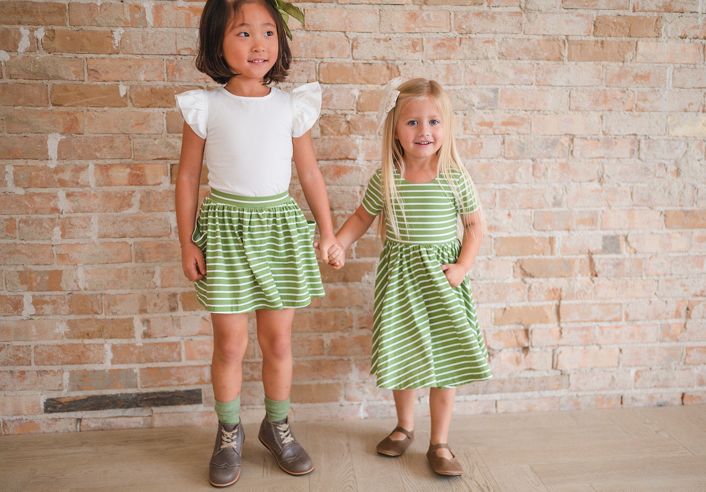 Pocket Skort in Asparagus Stripe