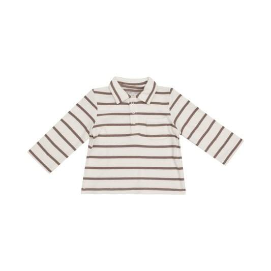 Polo L/S Shirt - Brown Rib Stripe