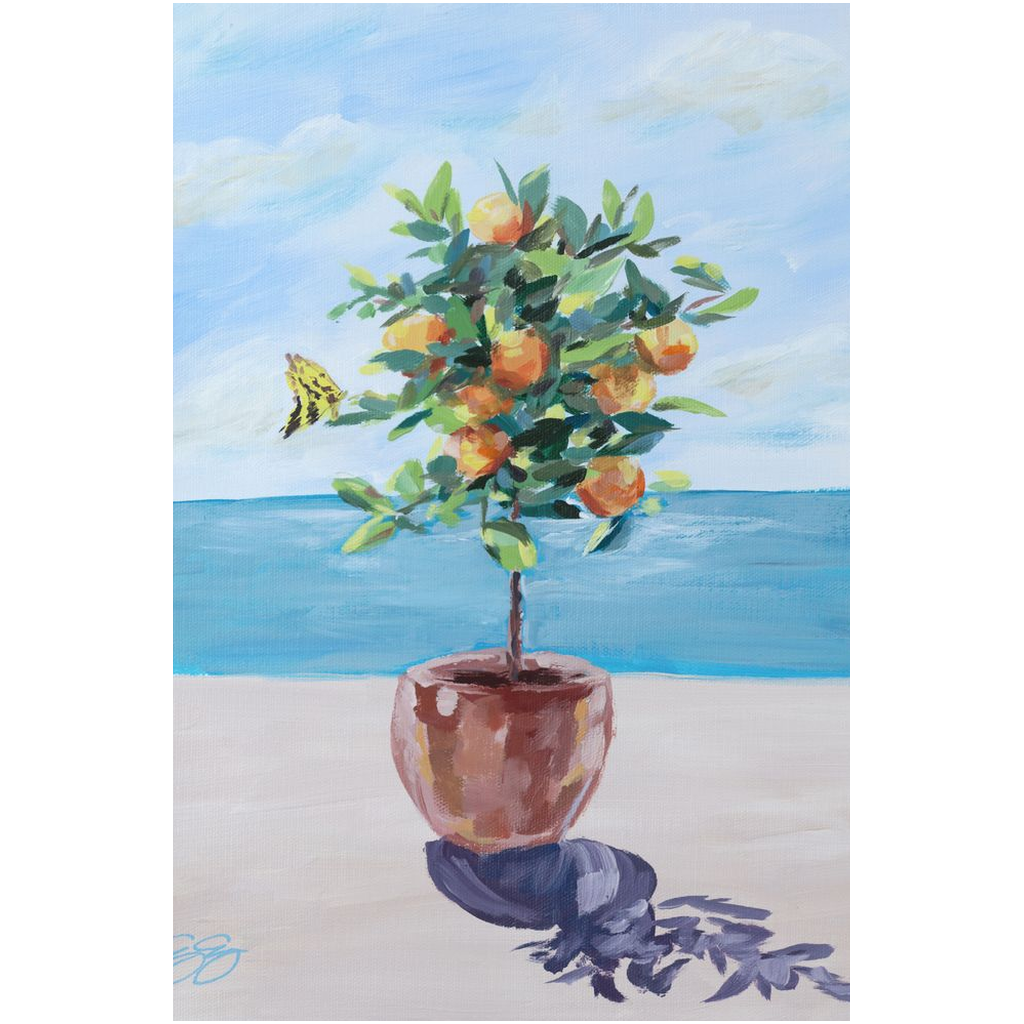 Orange Topiary, a fine art print on canvas