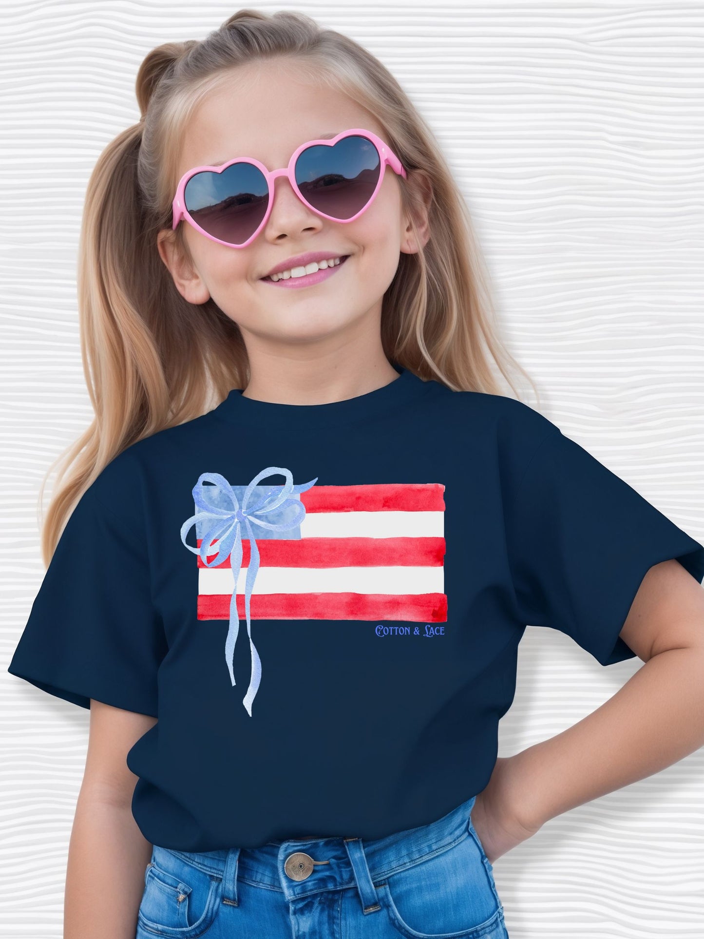Cotton & Lace Comfort Colors Watercolor Flag with Bow