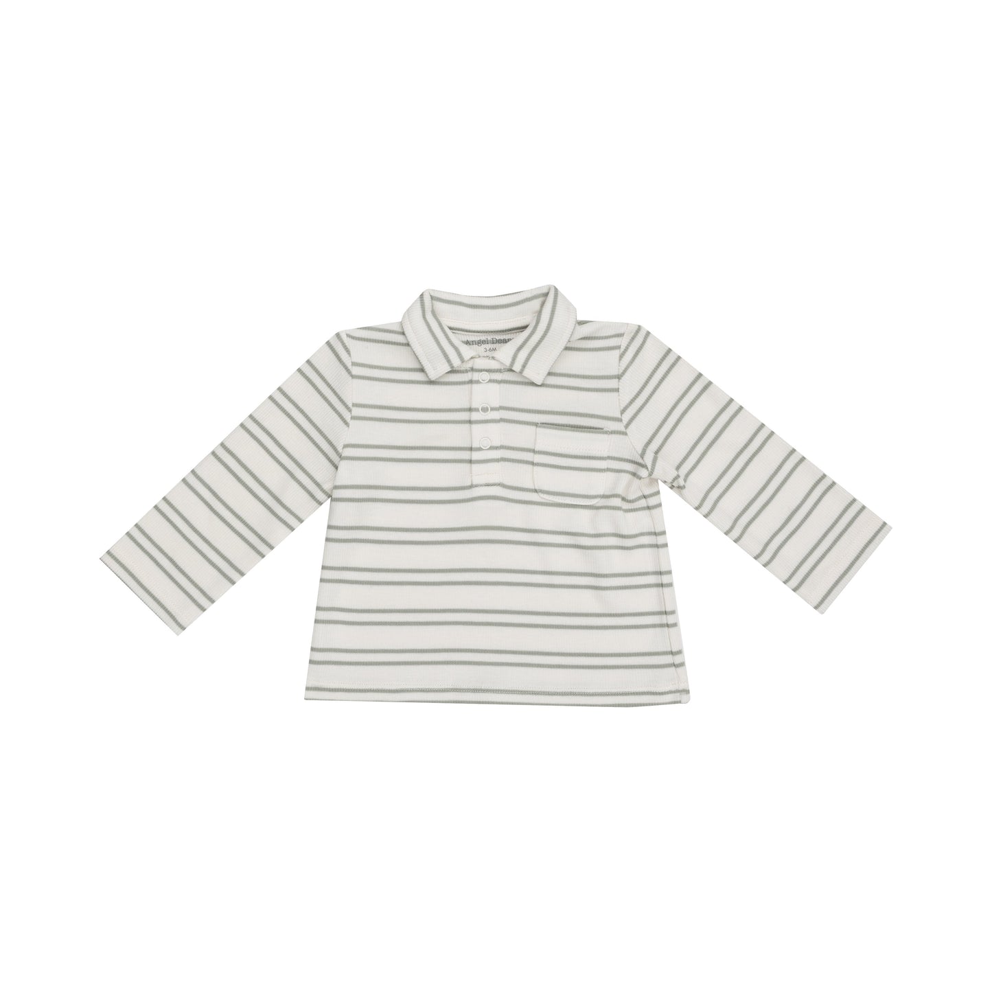 Polo L/S Shirt - Modal Rib Stripe - Desert Sage