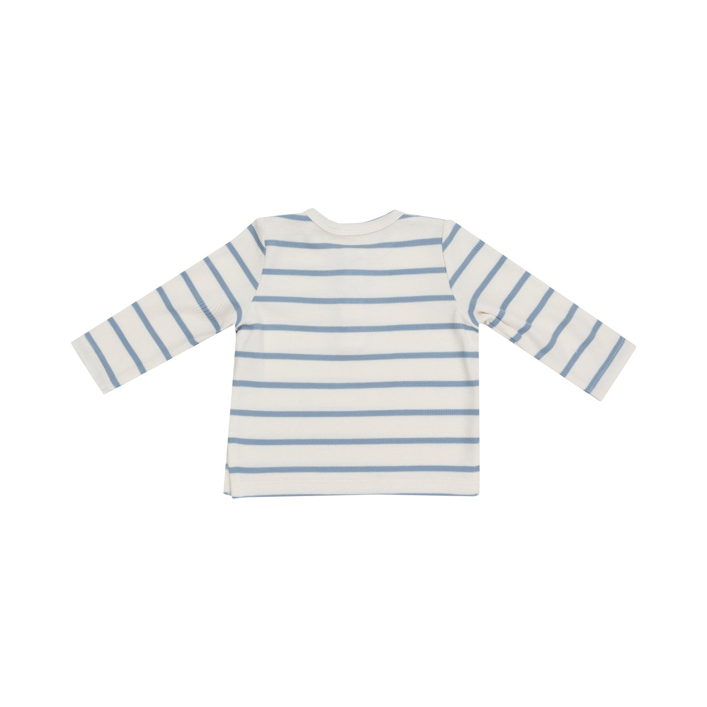 L/S Henley - Modal Rib Stripe - Glacier Lake