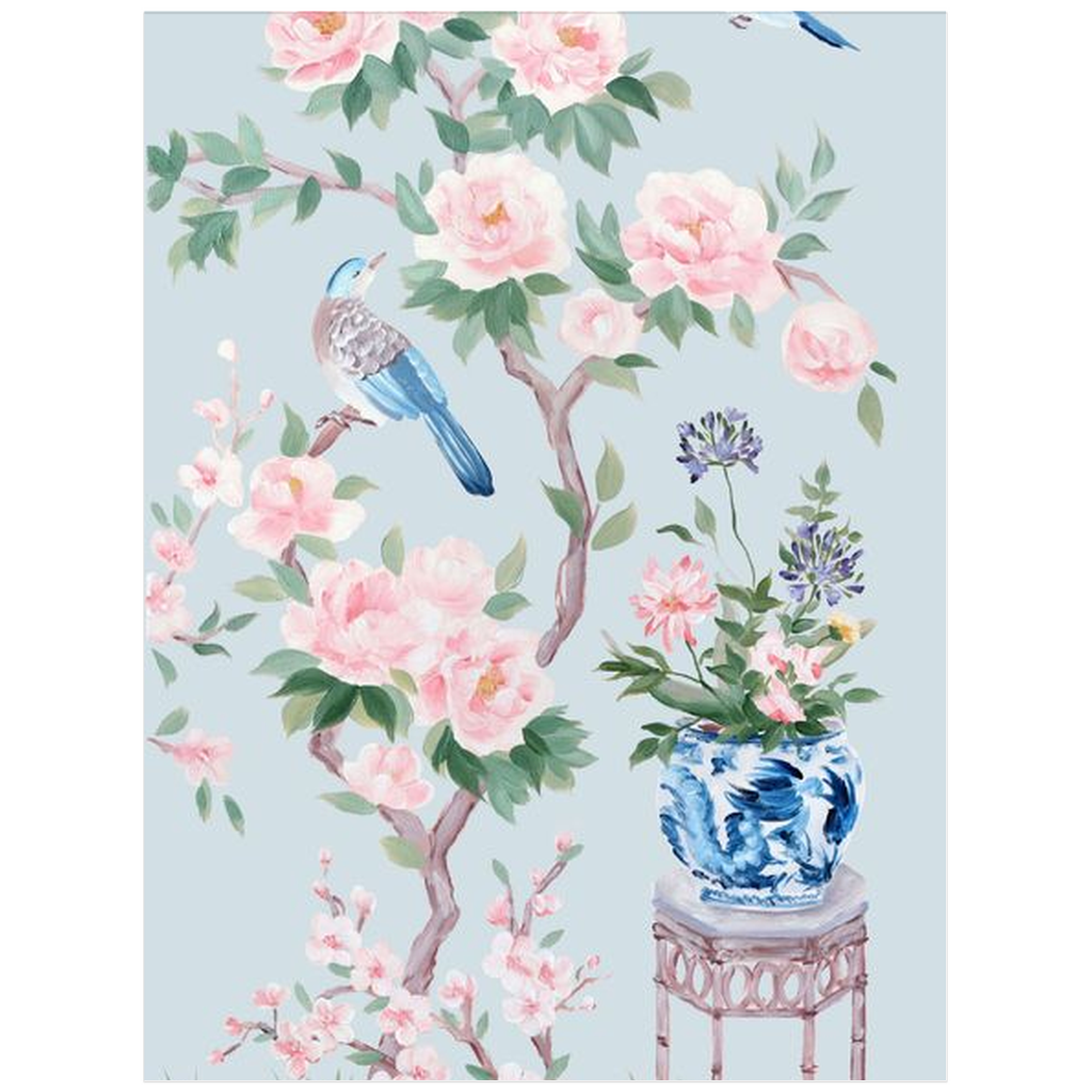 June (detail), a blue chinoiserie fine art print