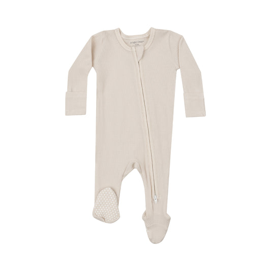 2 Way Zipper Footie - Solid Oatmeal