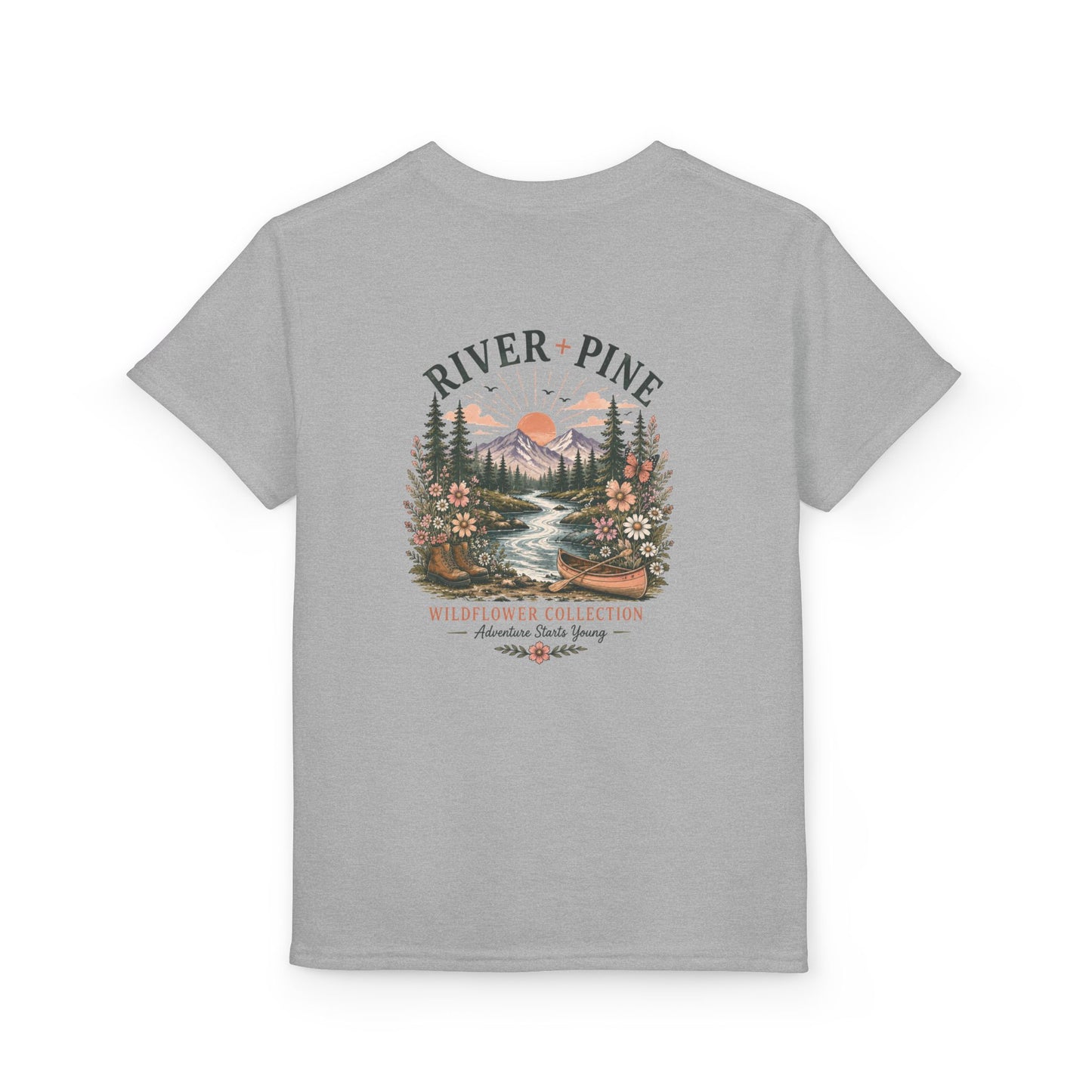 River + Pine Youth T-Shirt — Wildflower Collection Nature Graphic