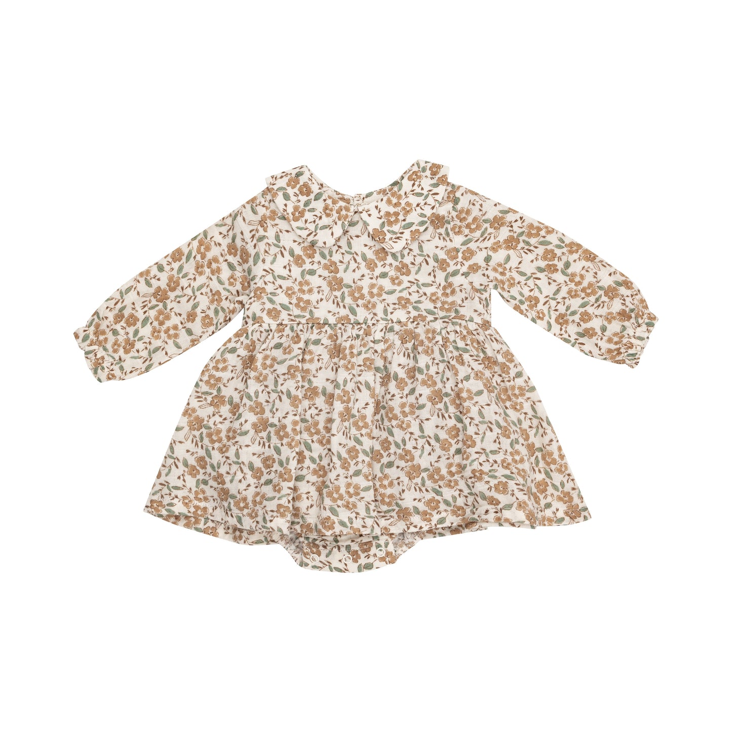 Peter Pan Collar Bubble W/ Skirt - Bitty Brown Floral