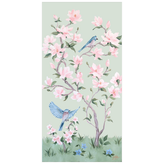 May, a green chinoiserie fine art print on paper