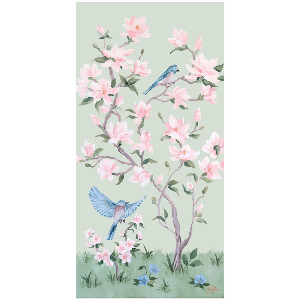 May, a green chinoiserie fine art print on paper