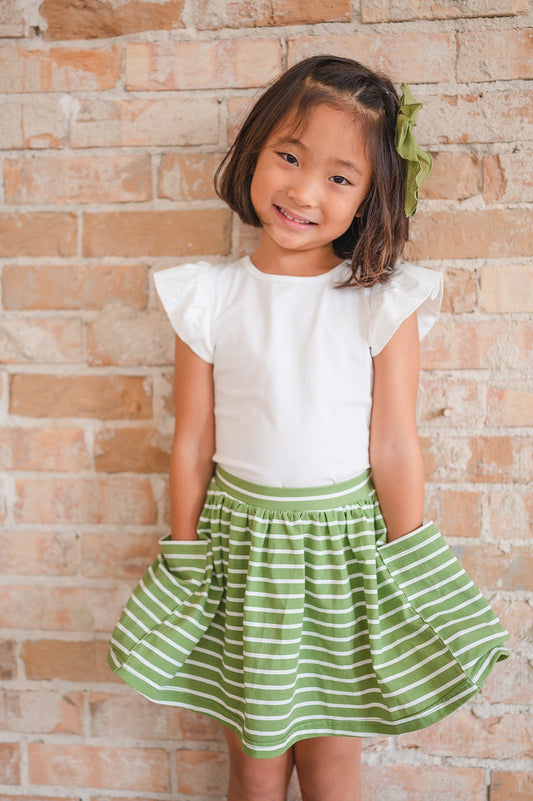 Pocket Skort in Asparagus Stripe