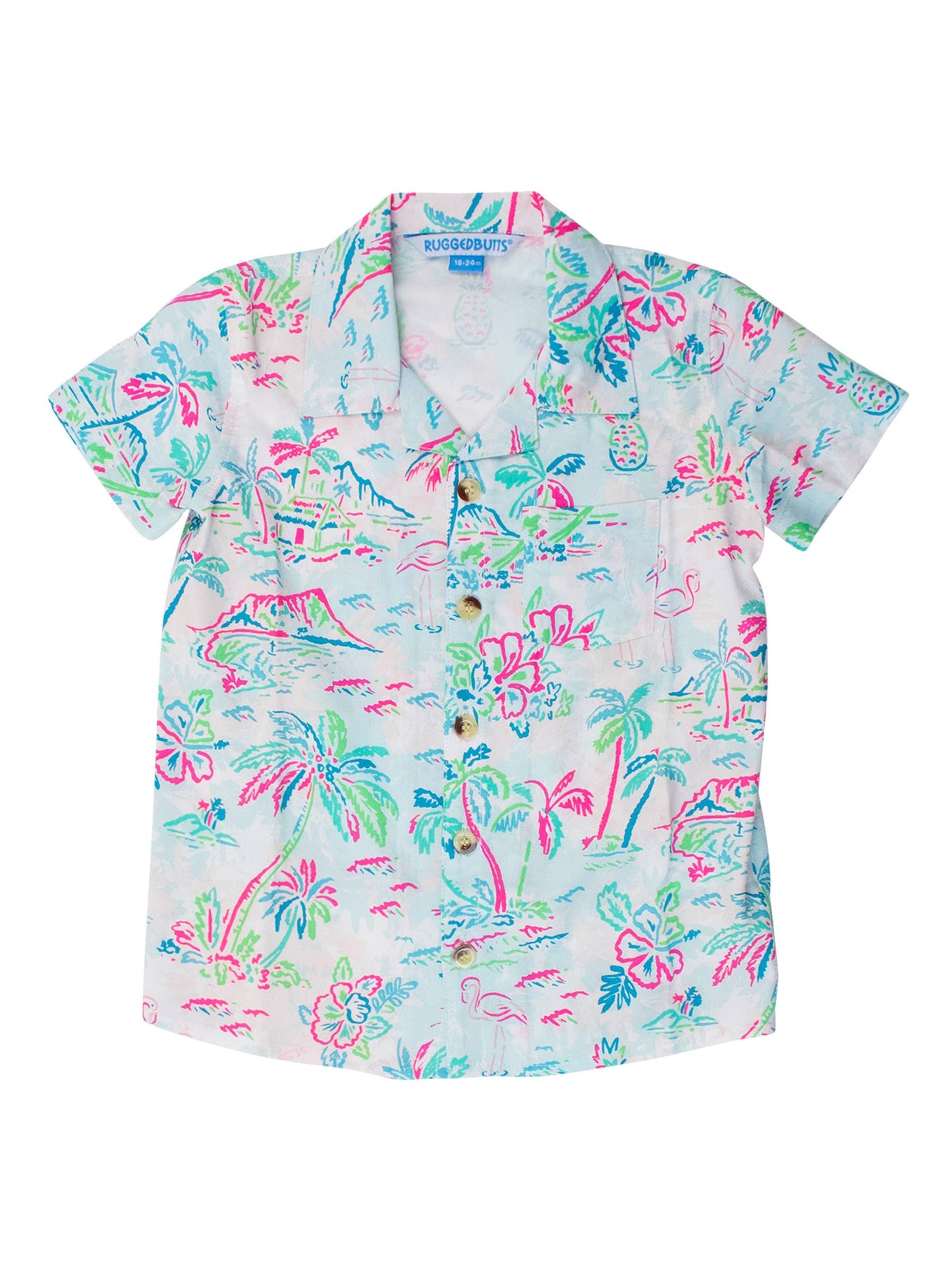 RuffleButts + RuggedButts - Boys Tropical Resort Short Sleeve Camp Shirt