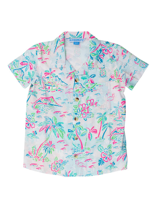 RuffleButts + RuggedButts - Boys Tropical Resort Short Sleeve Camp Shirt