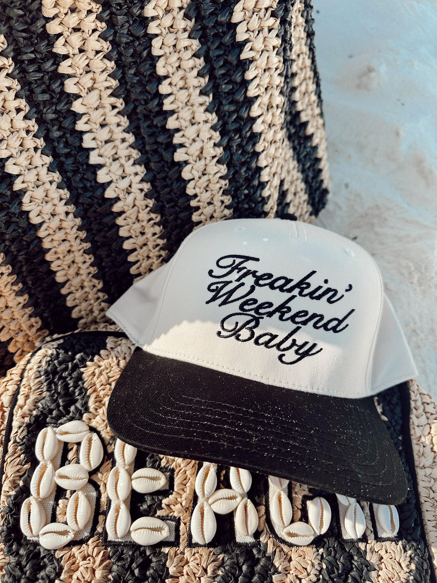 Freakin' Weekend Baby - Black Vintage Trucker Hat - PREORDER