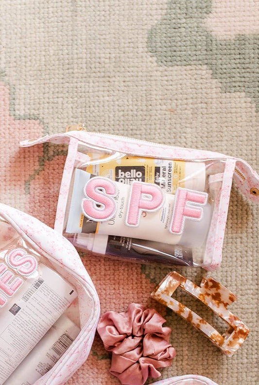 SPF Clear Snap Pouch - Pink Toile