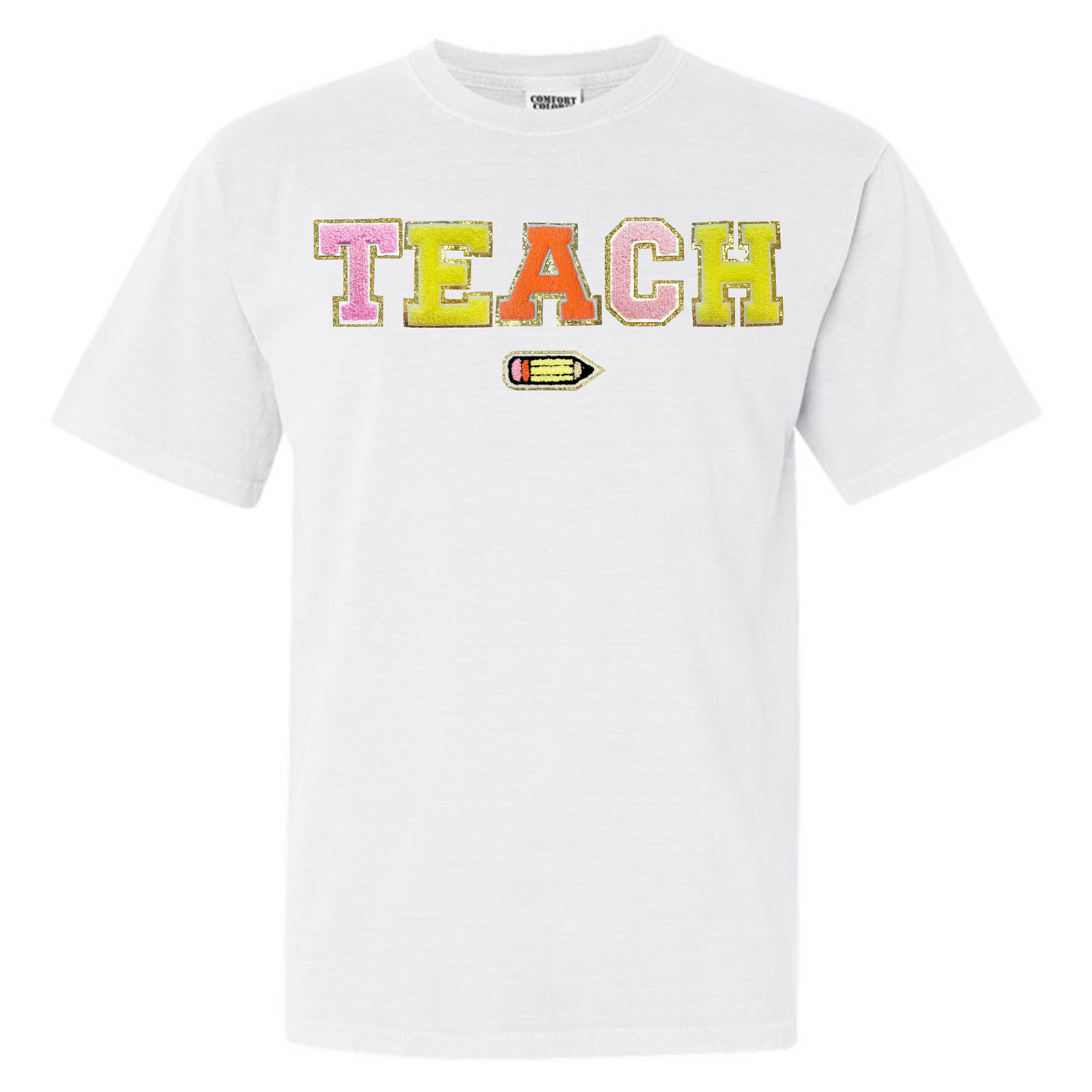 Teach Pencil Letter Patch T-Shirt