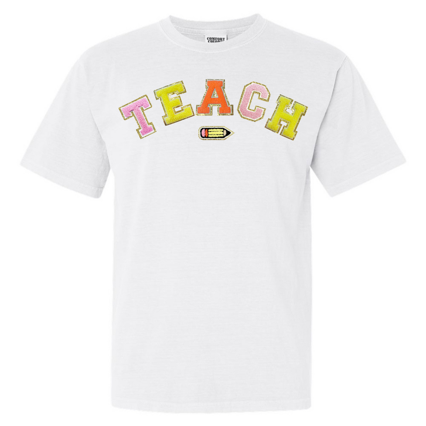 Teach Pencil Letter Patch T-Shirt