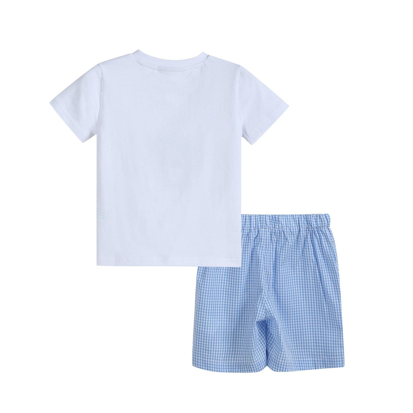 Lil Cactus - Blue Gingham Golf Hole Shirt and Shorts Set