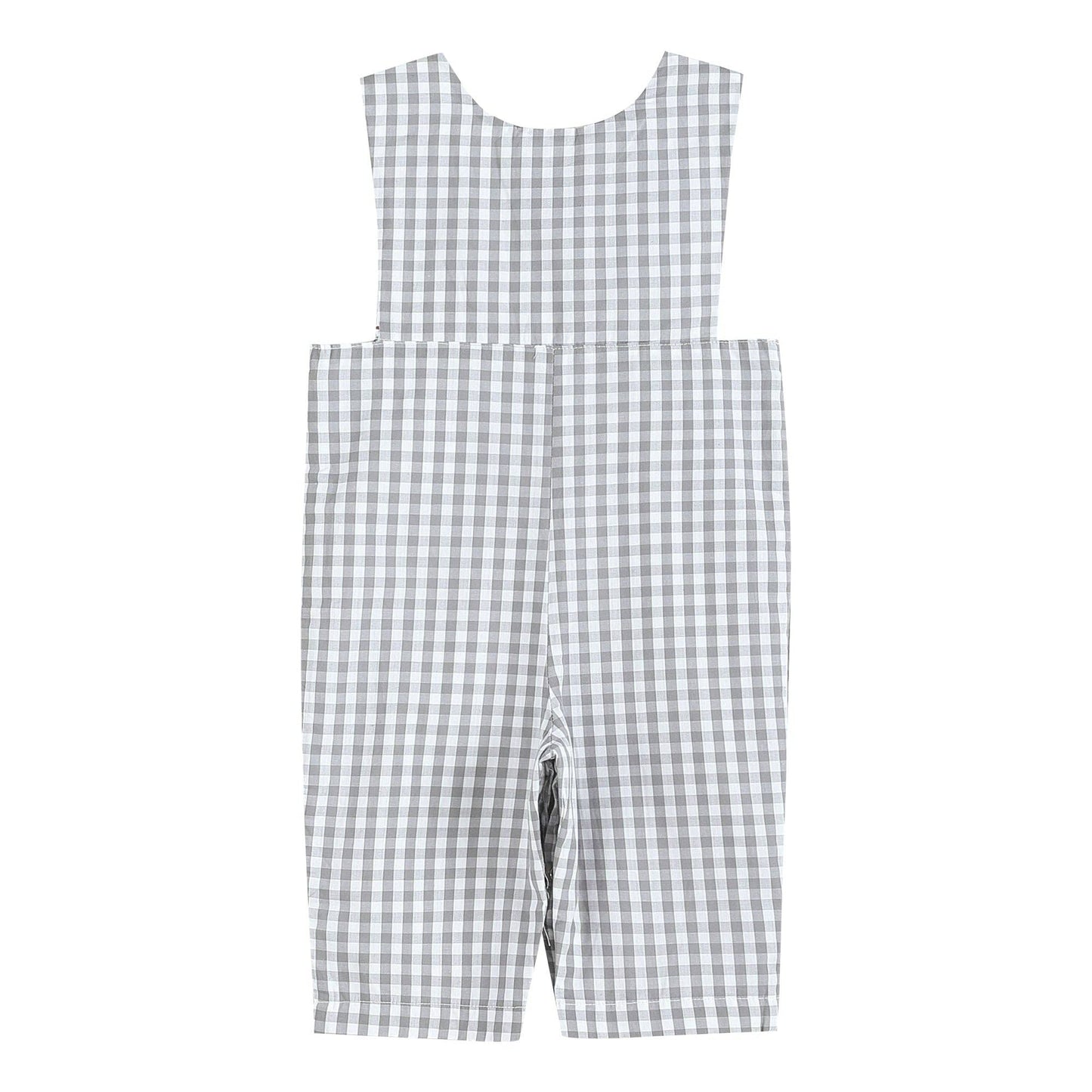 Lil Cactus - Gray Gingham Mallard Smocked Overalls