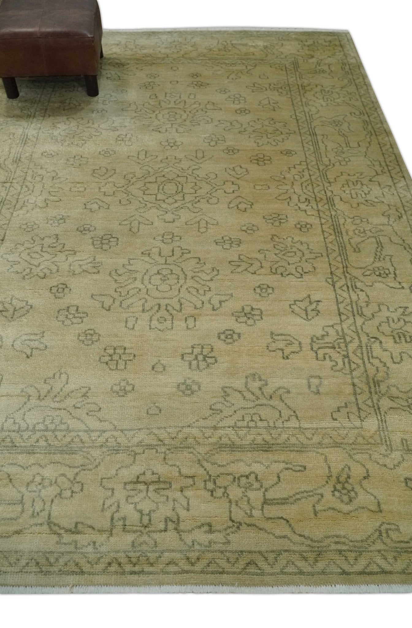 6x8 Hand Knotted Beige and Gray Turkish Design Traditional Wool Rug | N35468