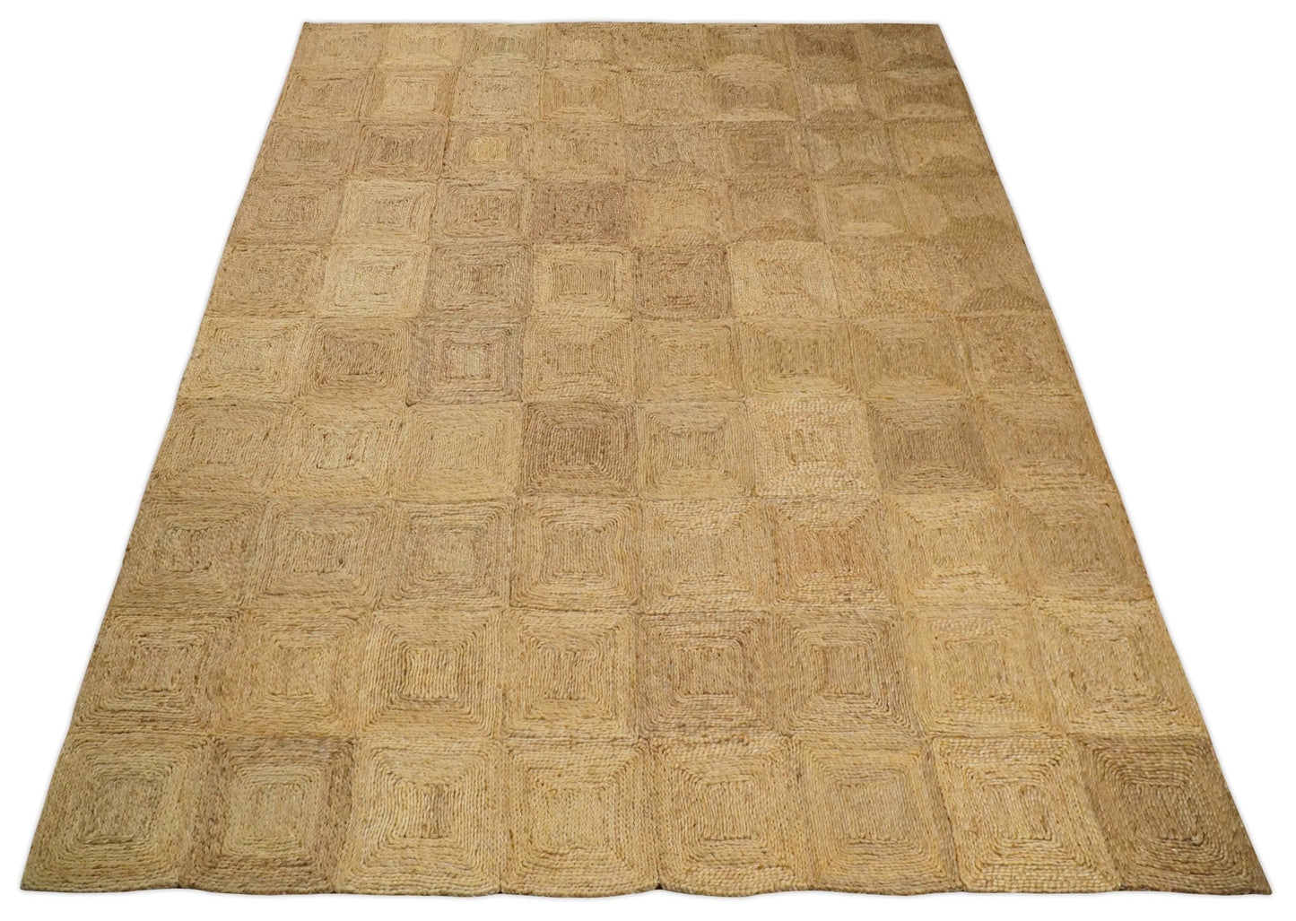 6x9 and 8x10 Hand Woven 100% Natural Fiber Brown Natural Jute and Wool Rug | JR16