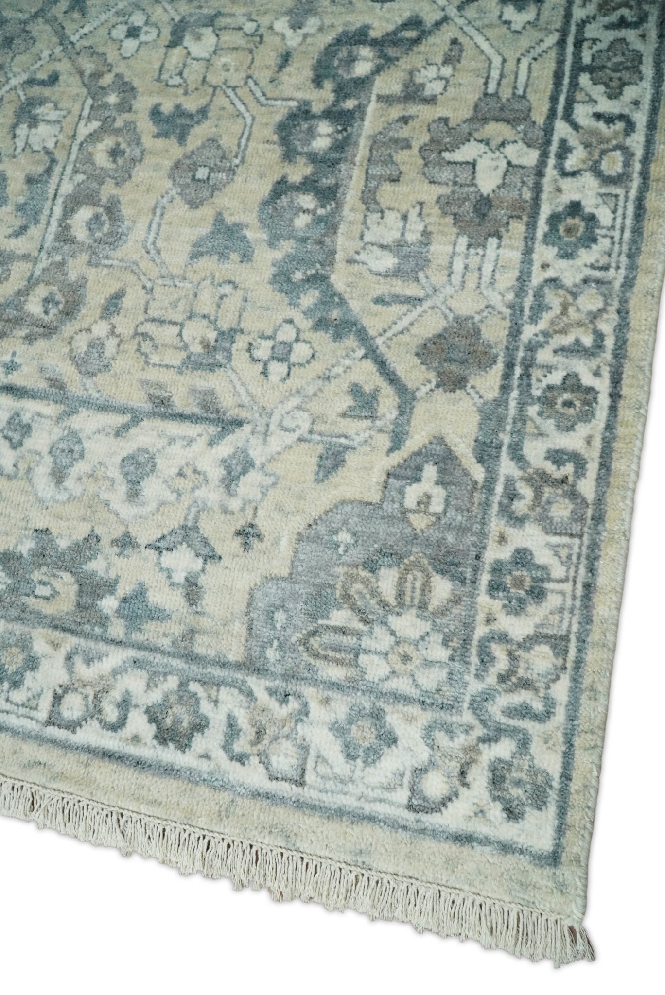 6x9 and 8x11 Beige and Gray Bamboo Silk and Wool Traditional Persian Antique Area Rug | TRDCP201