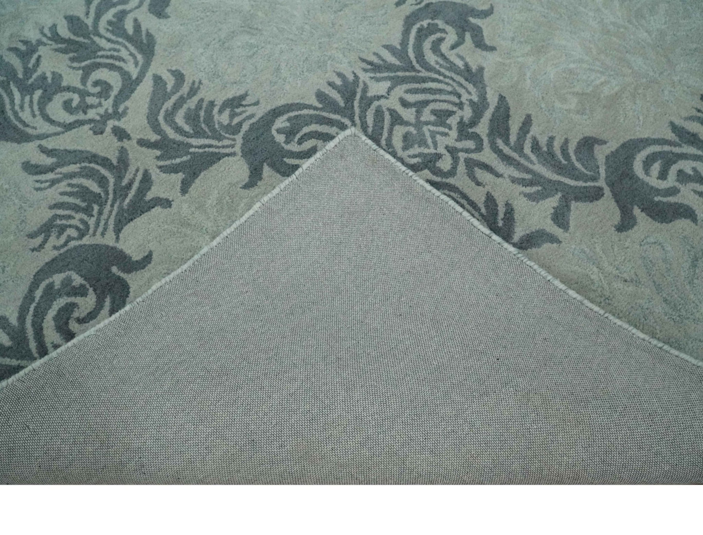 6x9 Gray and Charcoal Ikat Pattern Hand Tufted Wool Area Rug