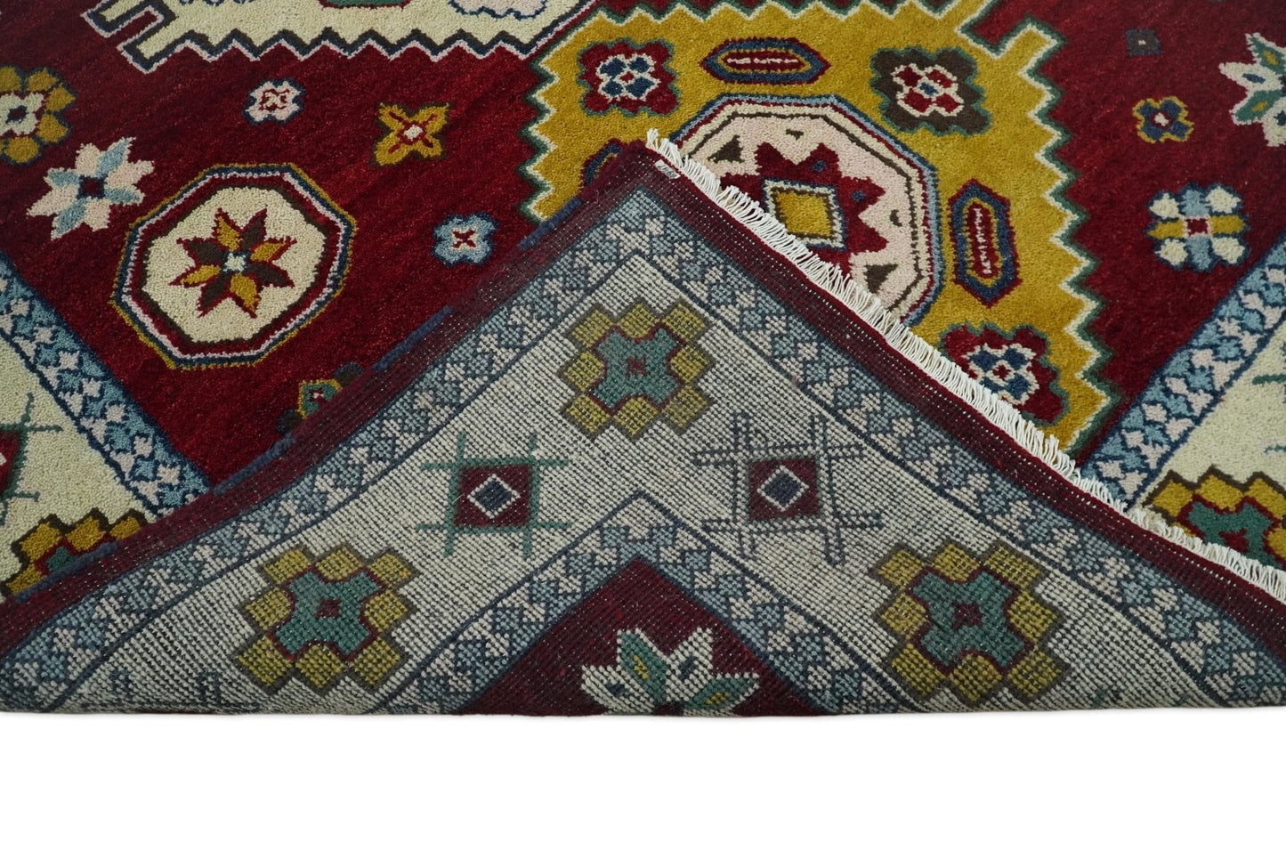 6x9 Hand Knotted Antique Kazak Red and Beige Traditional Tribal Armenian Rug | KZA16